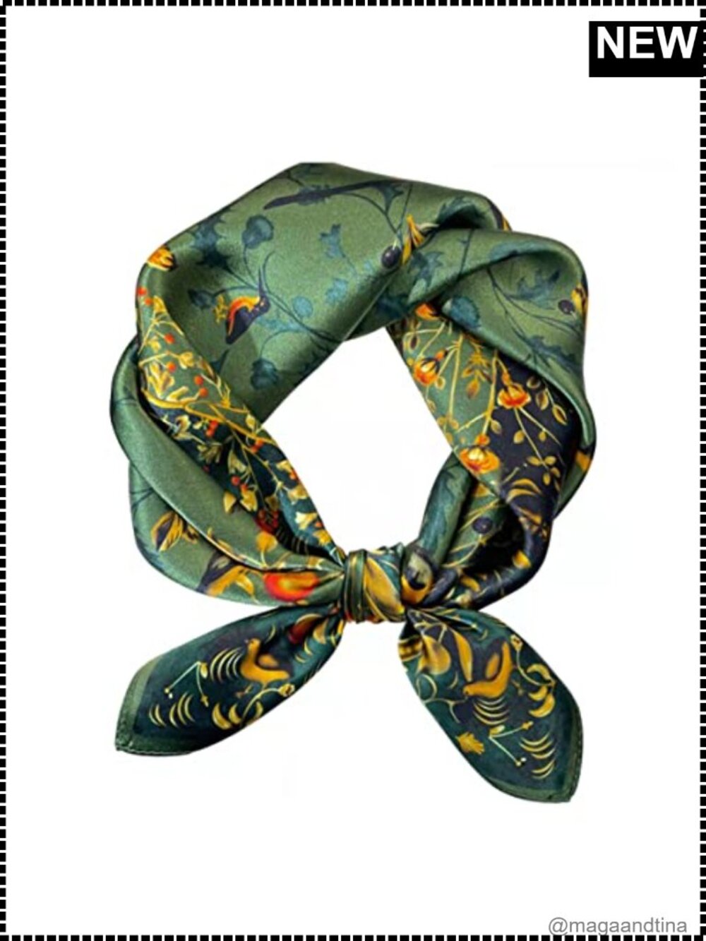 100% Mulberry Silk Square Scarf 25.6" Women Men Neckerchief